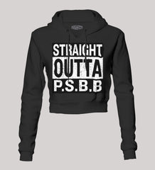 Straight Outta Psbb Women's Crop Hoodies in Black Color