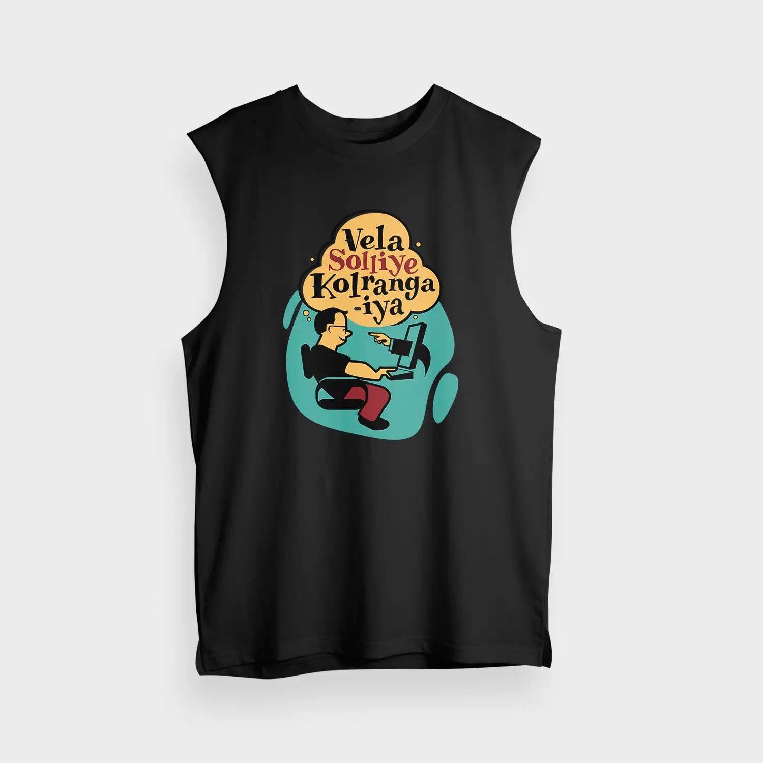 Vela Soliye Kolrangaiya Men/Unisex Tank Top in Black Color