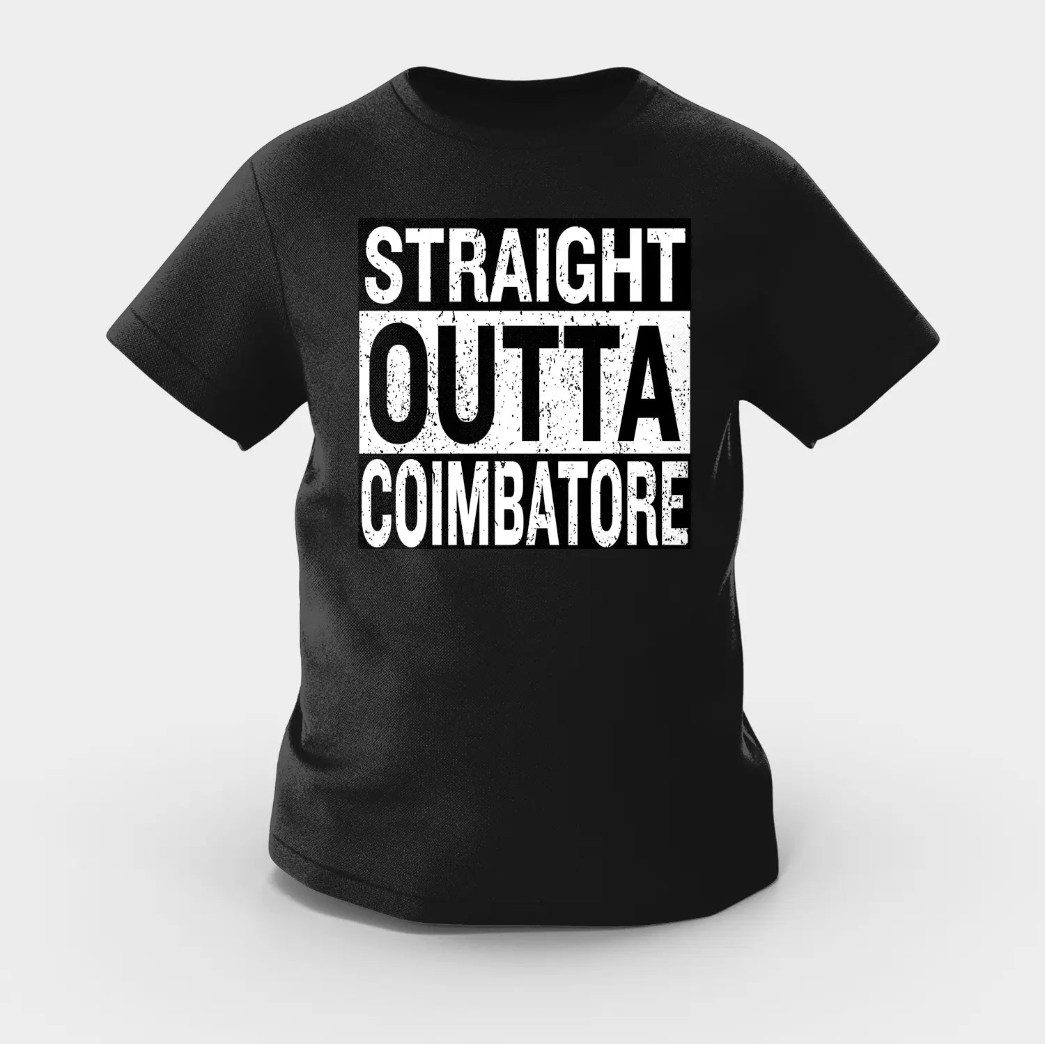 Straight Outta Coimbatore Girls Round Neck T-Shirt in Black Color