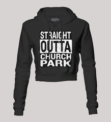 Straight Outta Church Park Women's Crop Hoodies in Black Color