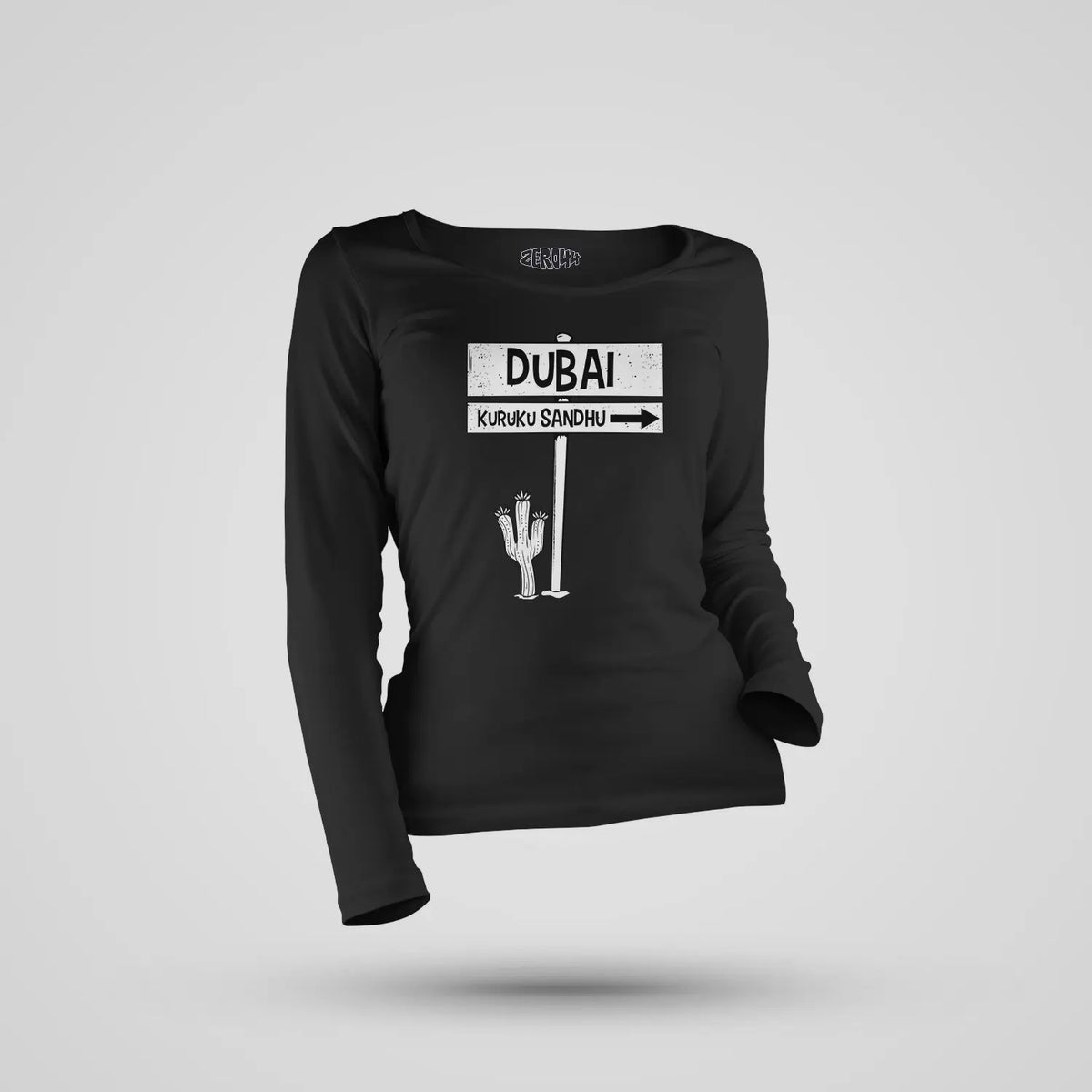 Dubai Kuruku Sandhu Women's Long Sleeve T-Shirt in Black Color