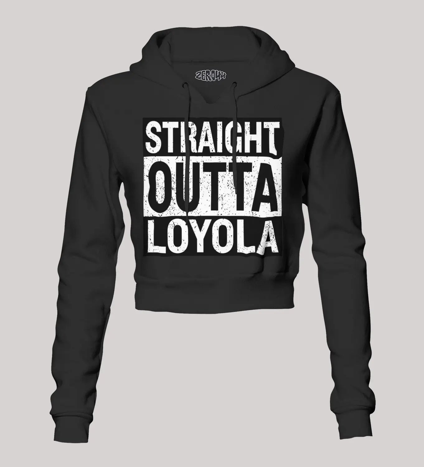 Straight Outta Loyola Women's Crop Hoodies in Black Color
