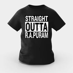 Straight Outta R.a Puram Girls Round Neck T-Shirt in Black Color