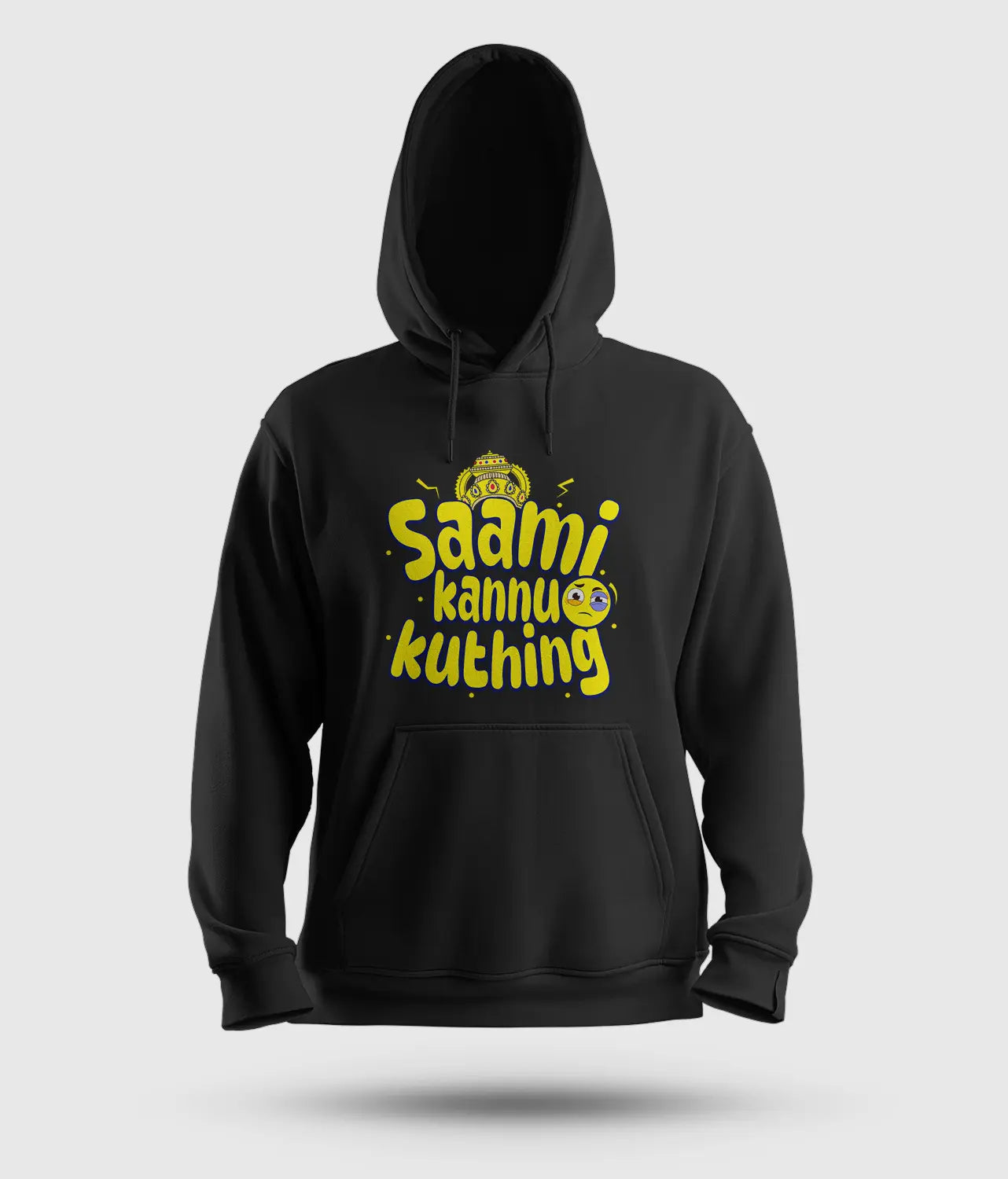 Saami Kannu Kuthing Men/Unisex Hoodie in Black Color