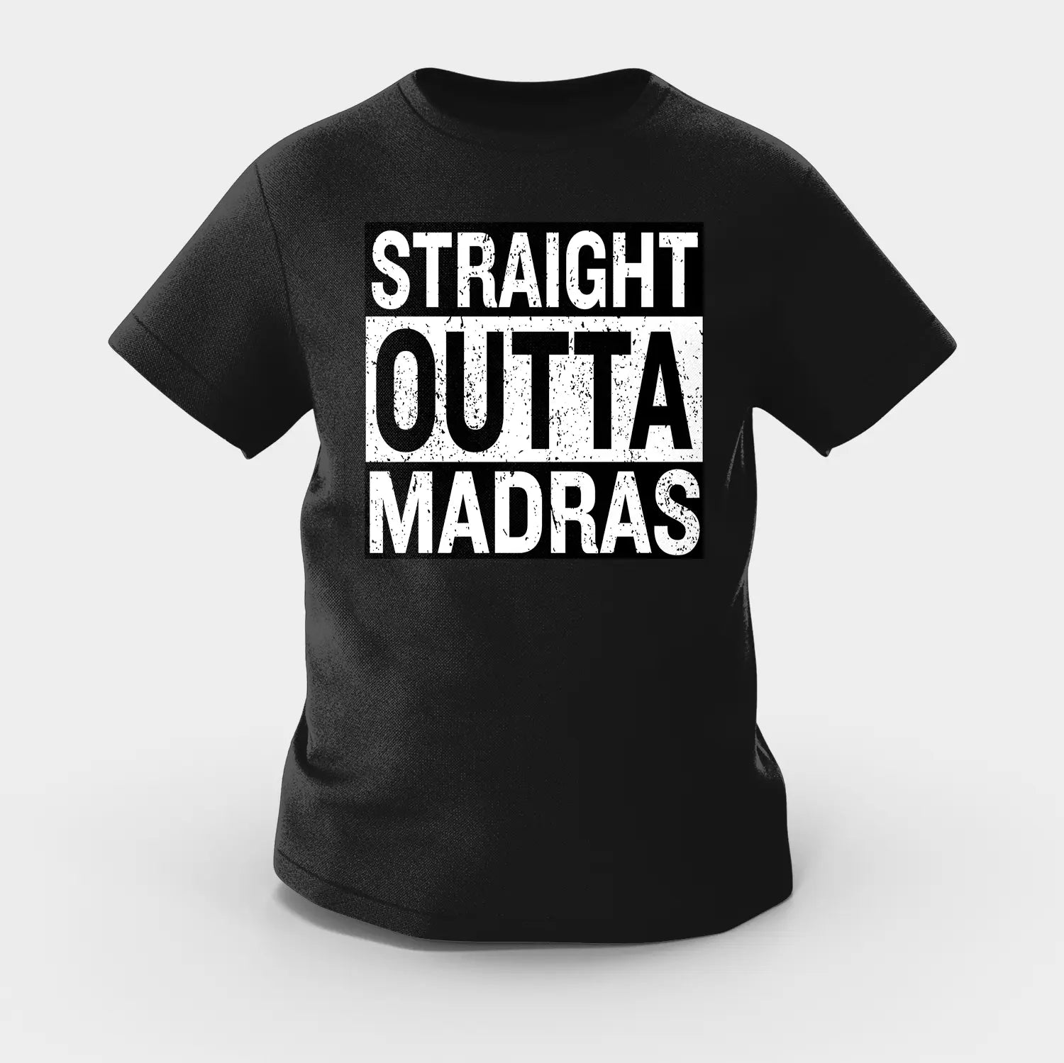 Straight Outta Madras Girls Round Neck T-Shirt in Black Color