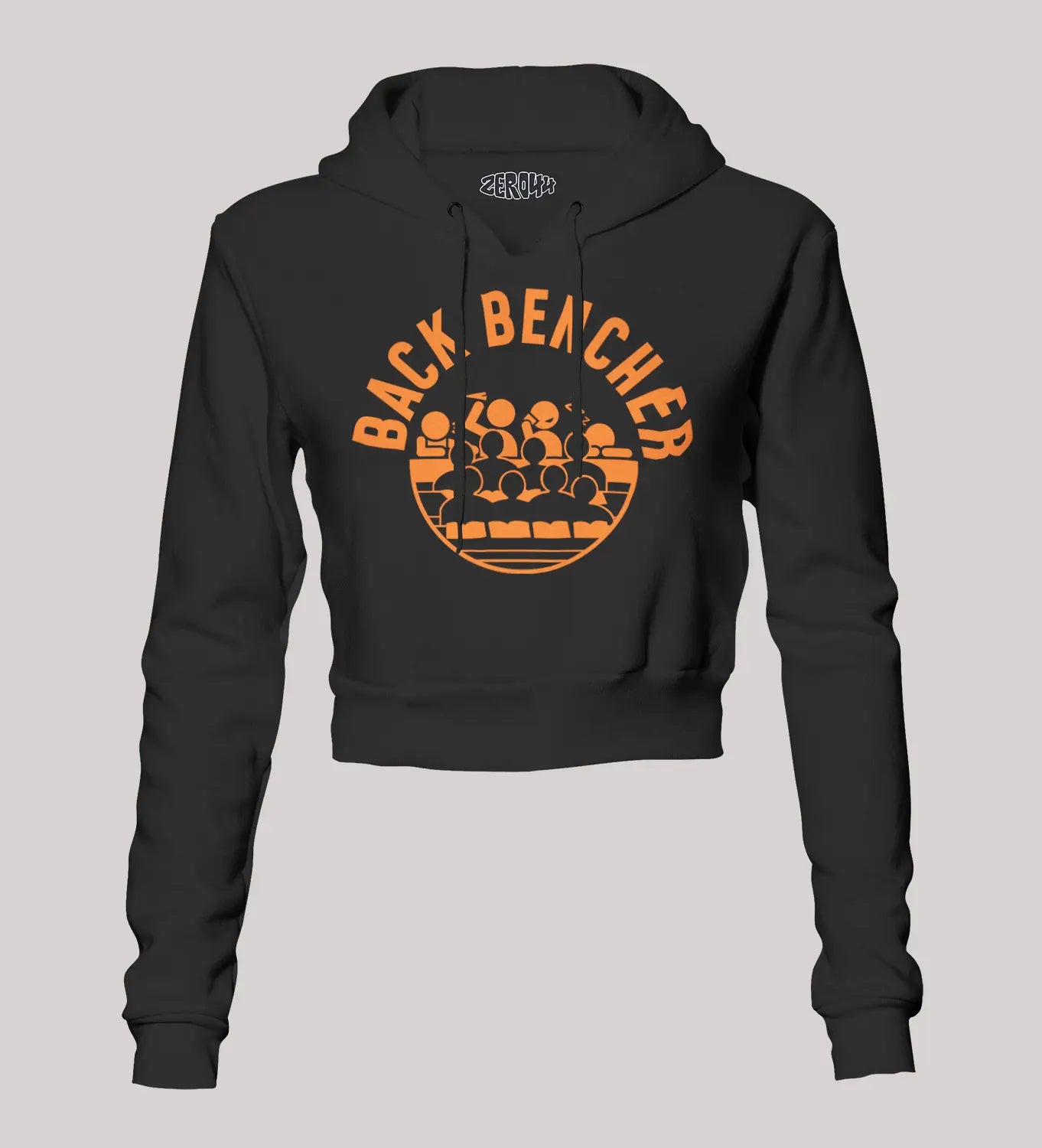 Back Bencher Women's Crop Hoodies in Black Color