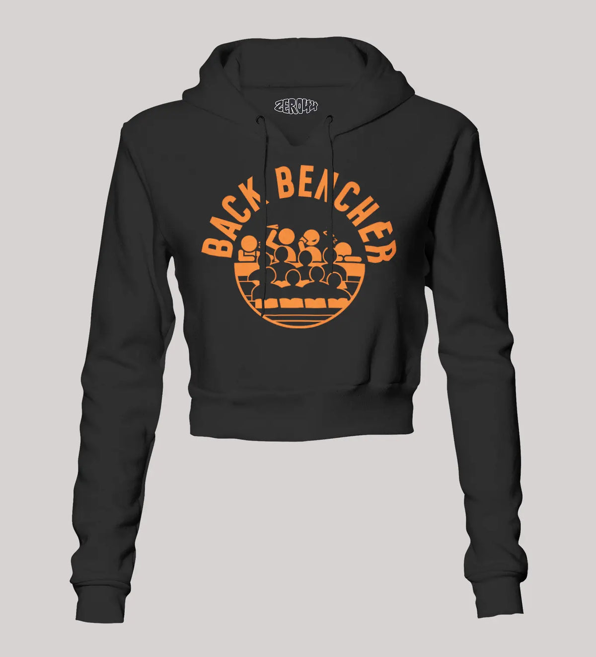 Back Bencher Women's Crop Hoodies in Black Color
