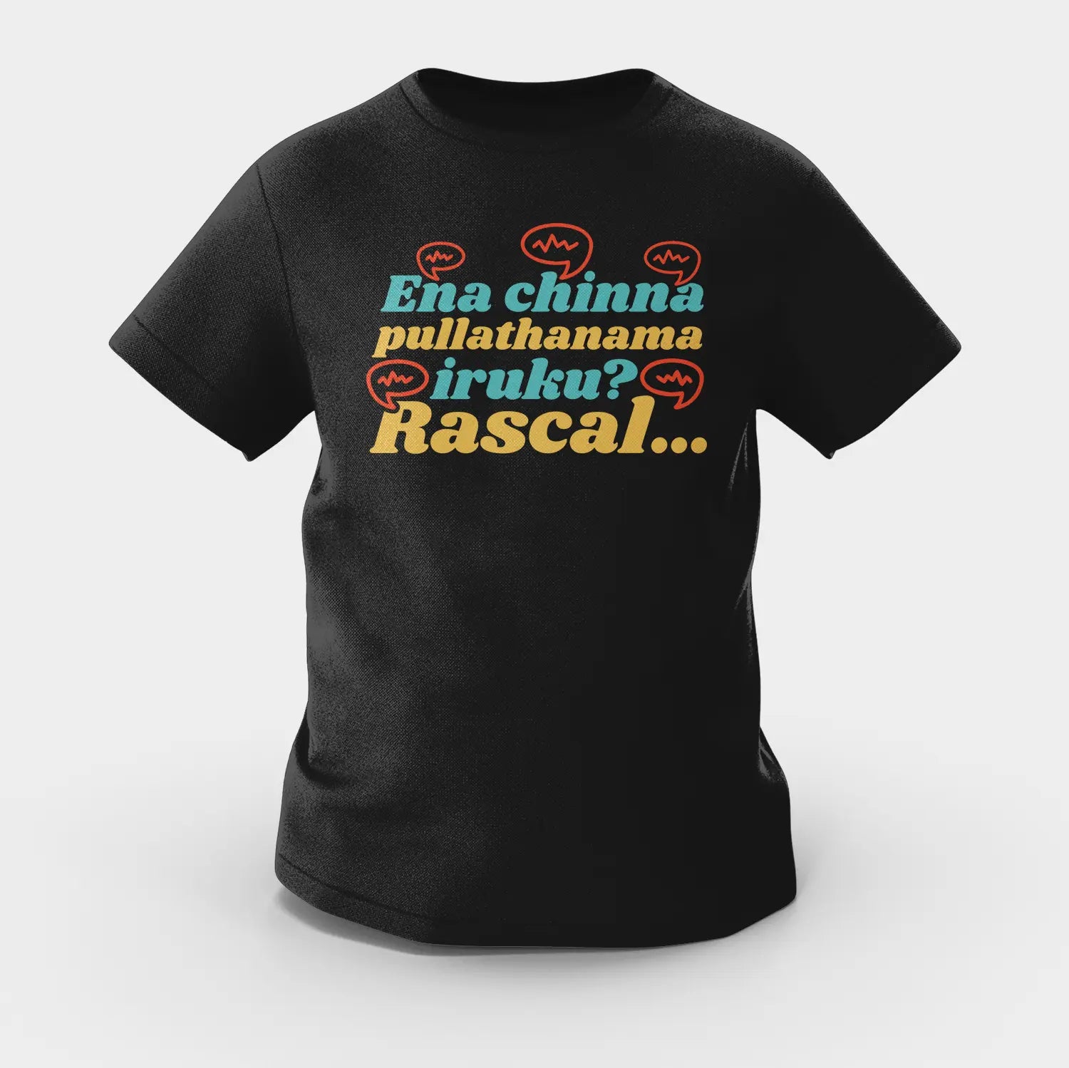 Ena Chinna Pulla Thanama Iruku Rascal Girls Round Neck T-Shirt in Black Color