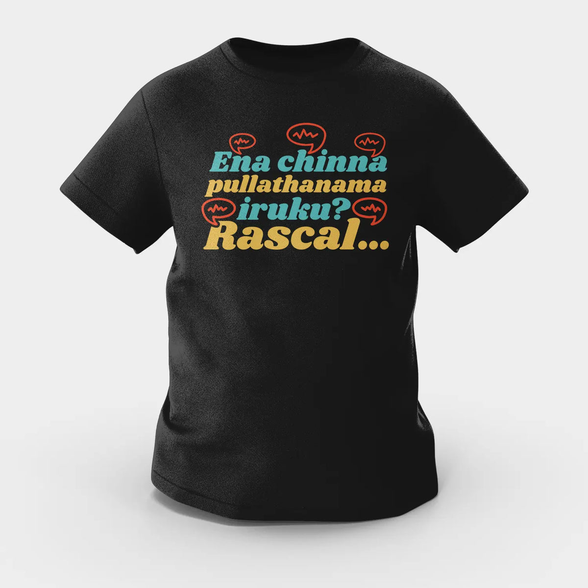 Ena Chinna Pulla Thanama Iruku Rascal Girls Round Neck T-Shirt in Black Color