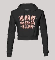 Humans Ah Da Neenga Ellam? Women's Crop Hoodies in Black Color
