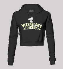 Veerabaagu Bakery Women's Crop Hoodies in Black Color