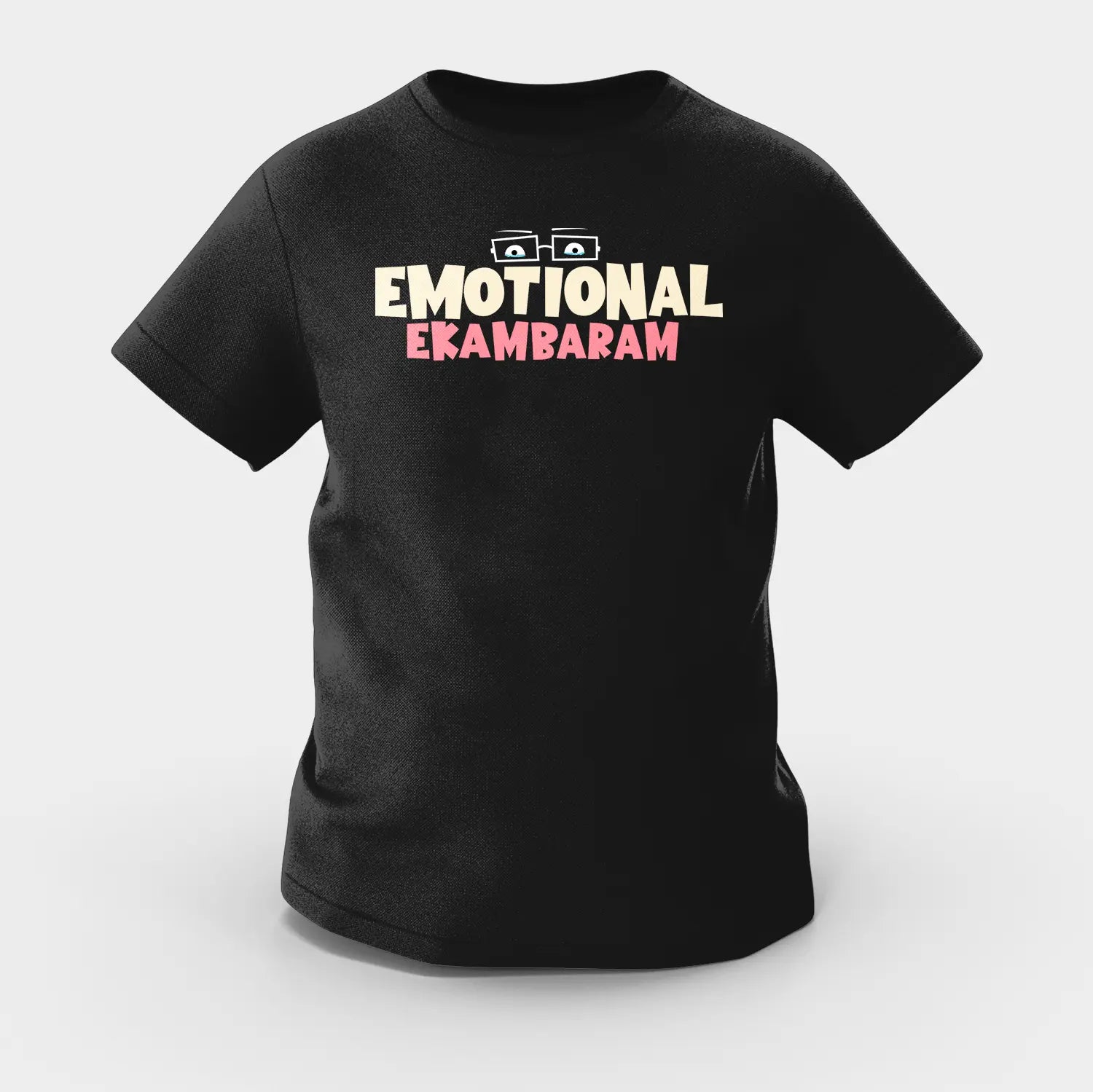 Emotional Ekambaram Girls Round Neck T-Shirt in Black Color