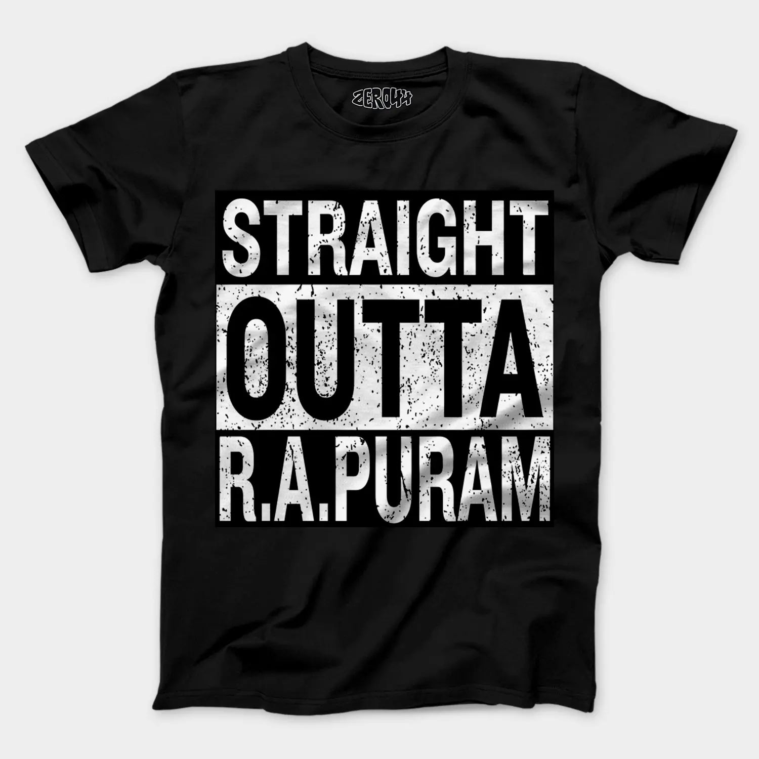 Straight Outta R.a Puram Men/Unisex T-Shirt in Black Color