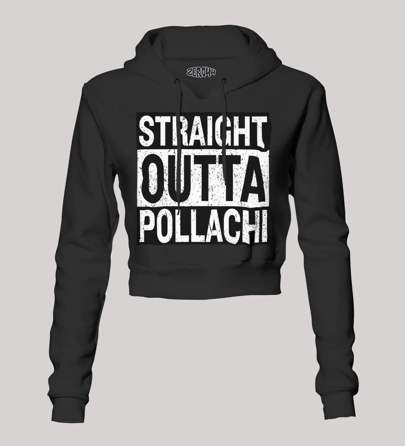 Straight Outta Pollachi Women's Crop Hoodies in Black Color