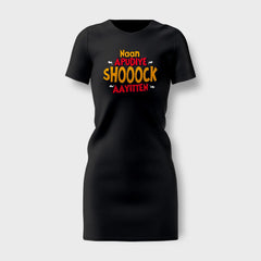 Naan Apudiye Shoooock Aayitten Women's T-Shirt Dress in Black Color