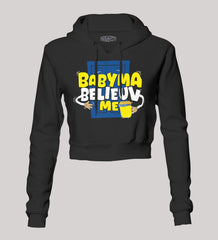 Babyma Belieuv Me Women's Crop Hoodies in Black Color