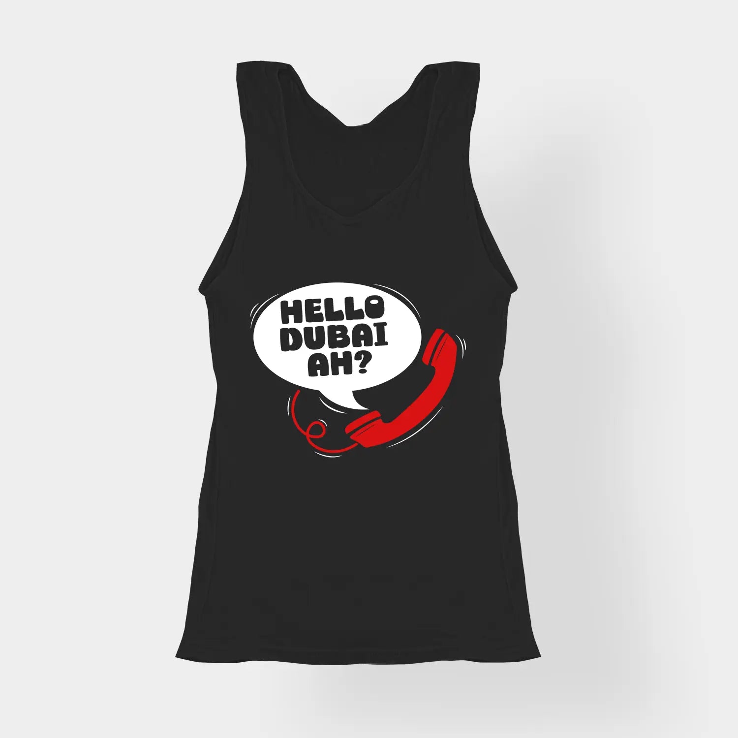 Hello Dubai Ah? Women's Tank Top in Black Color