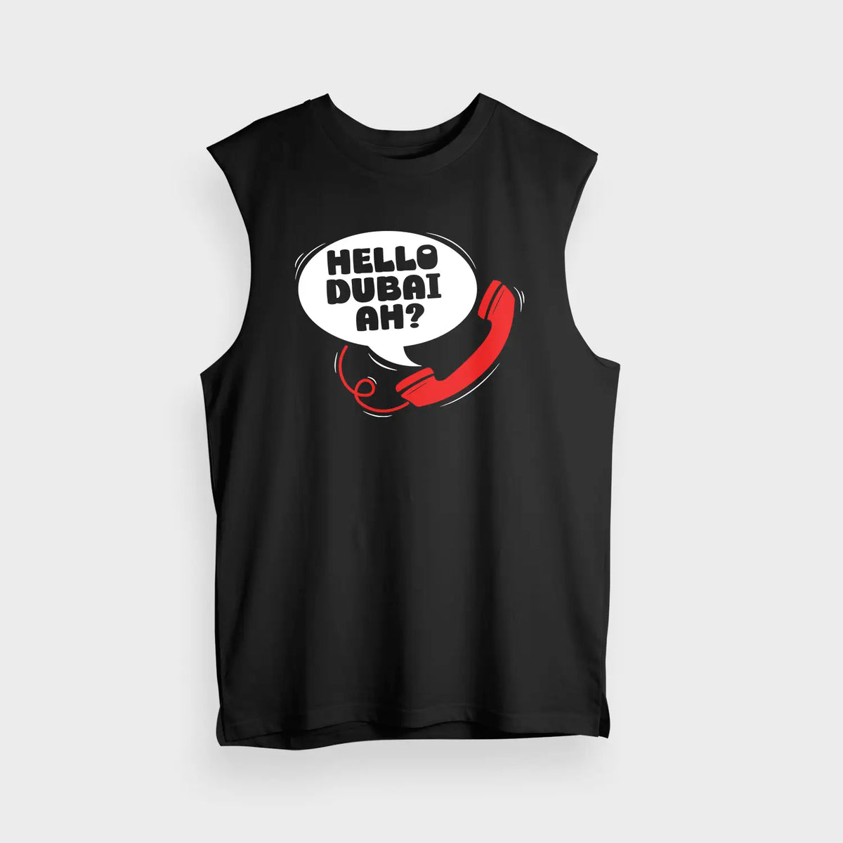 Hello Dubai Ah? Men/Unisex Tank Top in Black Color