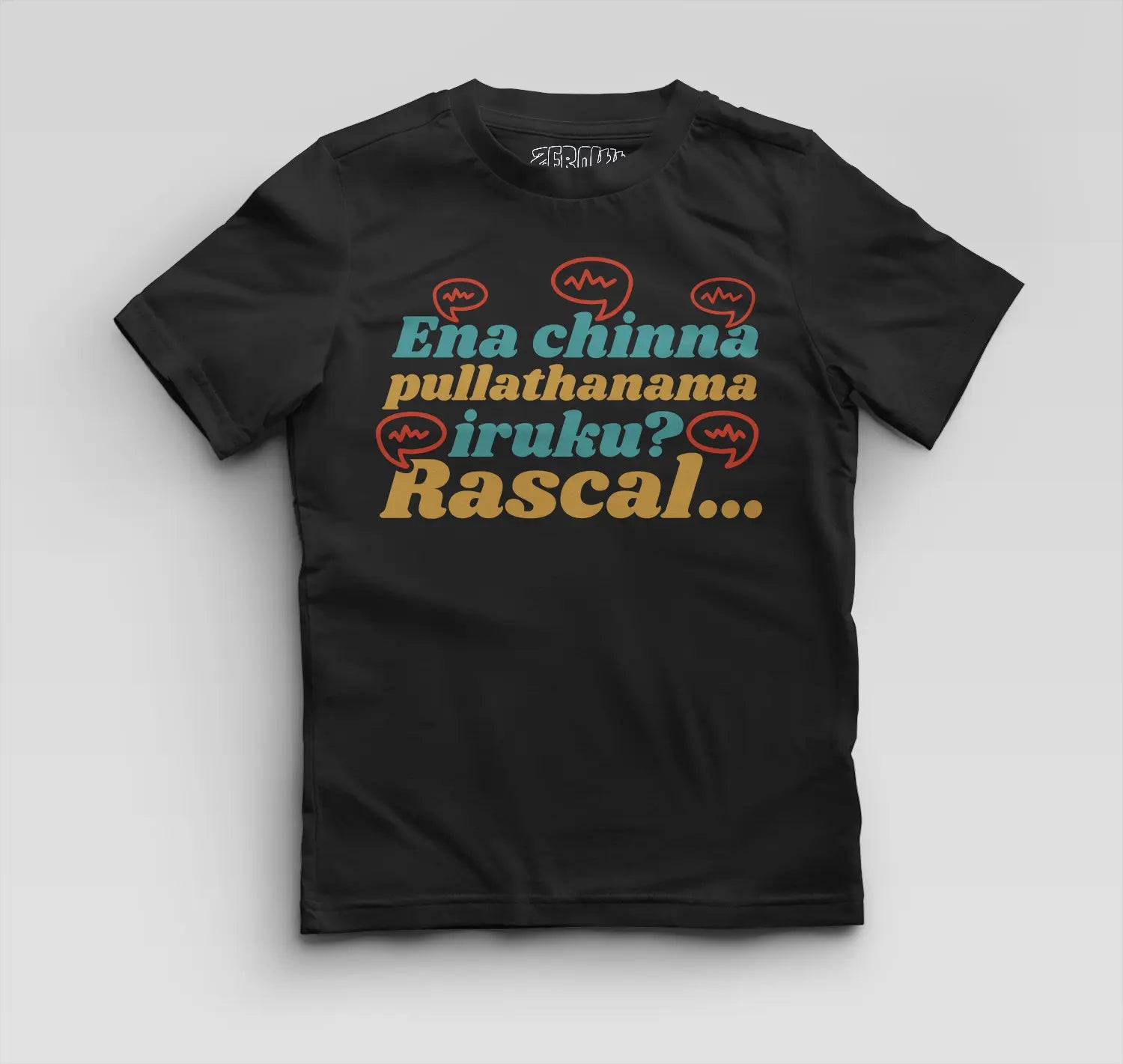 Ena Chinna Pulla Thanama Iruku Rascal Boys Round Neck T-Shirt in Black Color