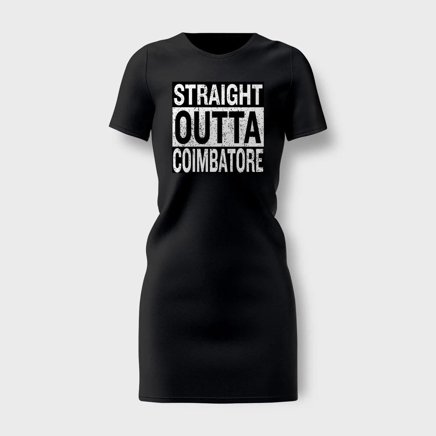 Straight Outta Coimbatore Women's T-Shirt Dress in Black Color