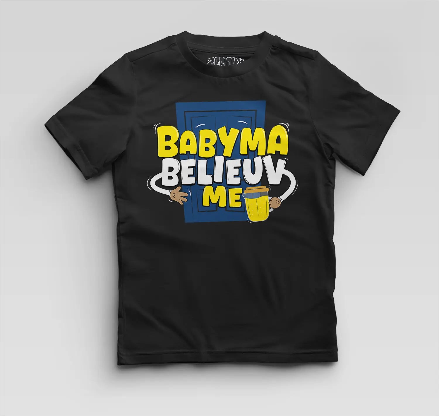 Babyma Belieuv Me Boys Round Neck T-Shirt in Black Color