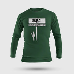 Dubai Kuruku Sandhu Men/Unisex Long Sleeve T-Shirt in Bottle Green Color