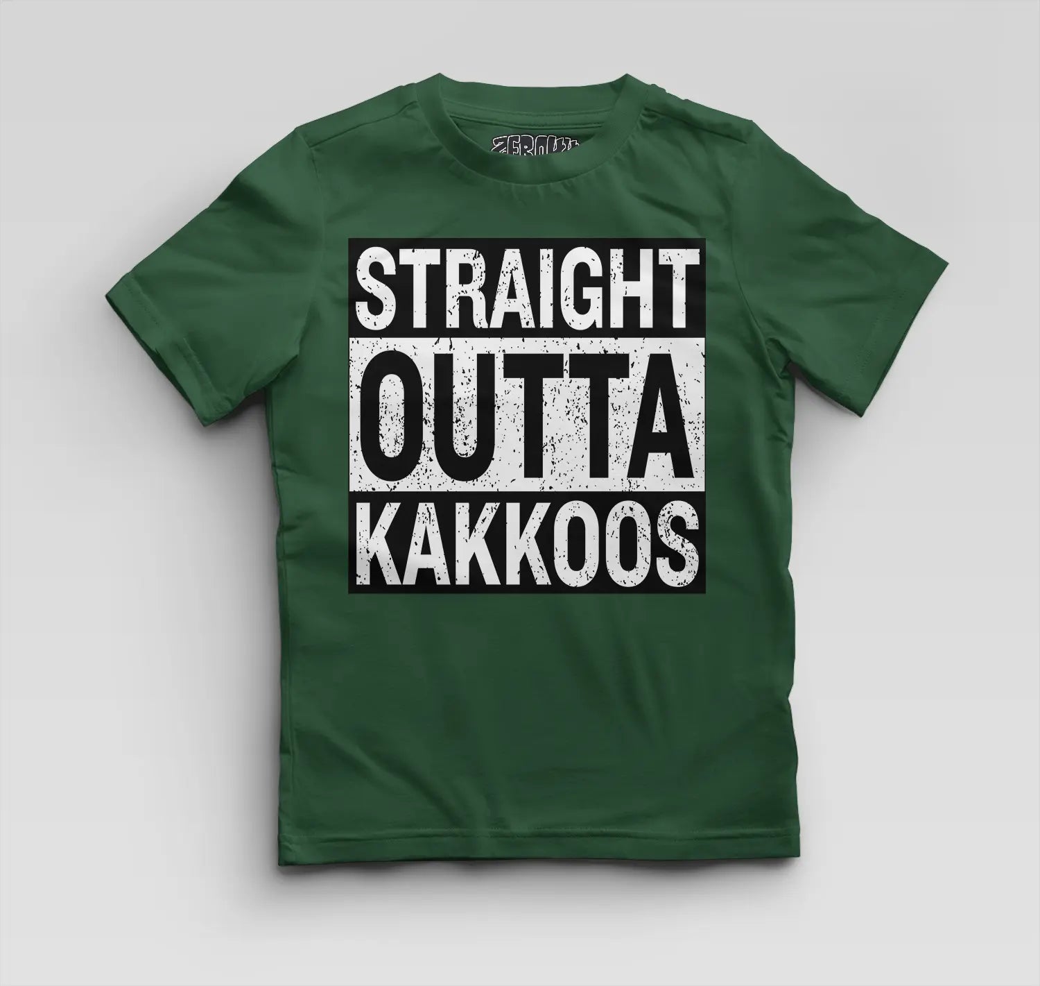 Straight Outta Kakkoos Boys Round Neck T-Shirt in Bottle Green Color