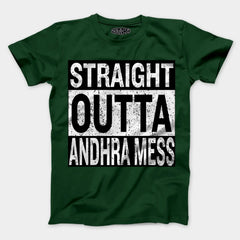 Straight Outta Andhra Mess Men/Unisex T-Shirt in Bottle Green Color