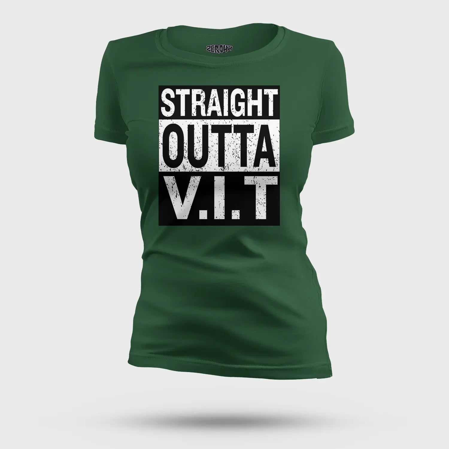 Straight Outta Vit Women's T-Shirt in Bottle Green Color