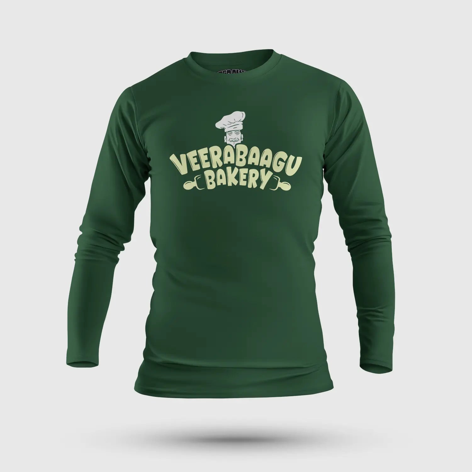 Veerabaagu Bakery Men/Unisex Long Sleeve T-Shirt in Bottle Green Color