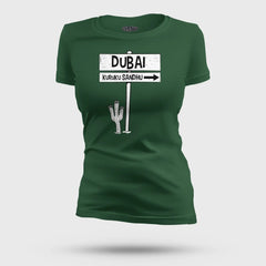 Dubai Kuruku Sandhu Women's T-Shirt in Bottle Green Color