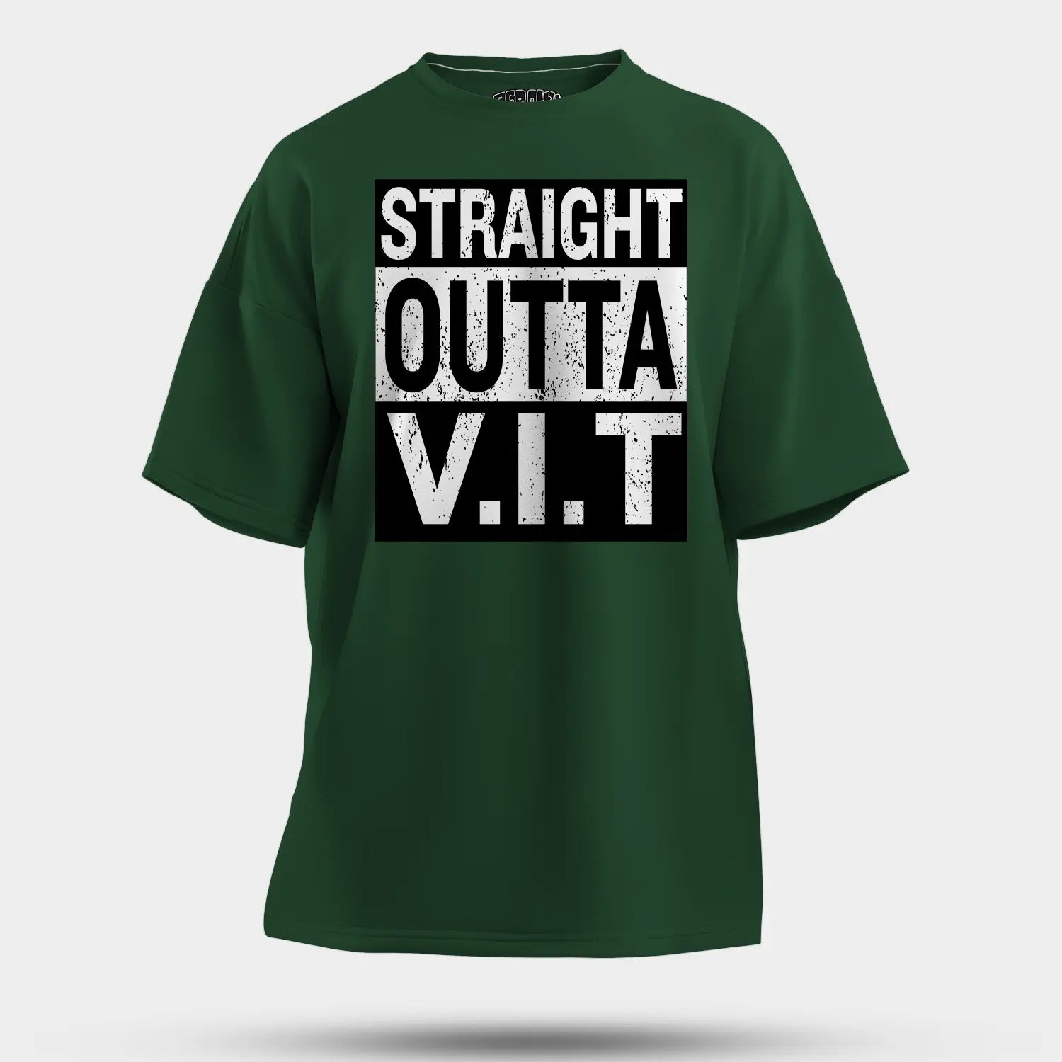Straight Outta Vit Men/Unisex Oversized T-Shirt in Bottle Green Color