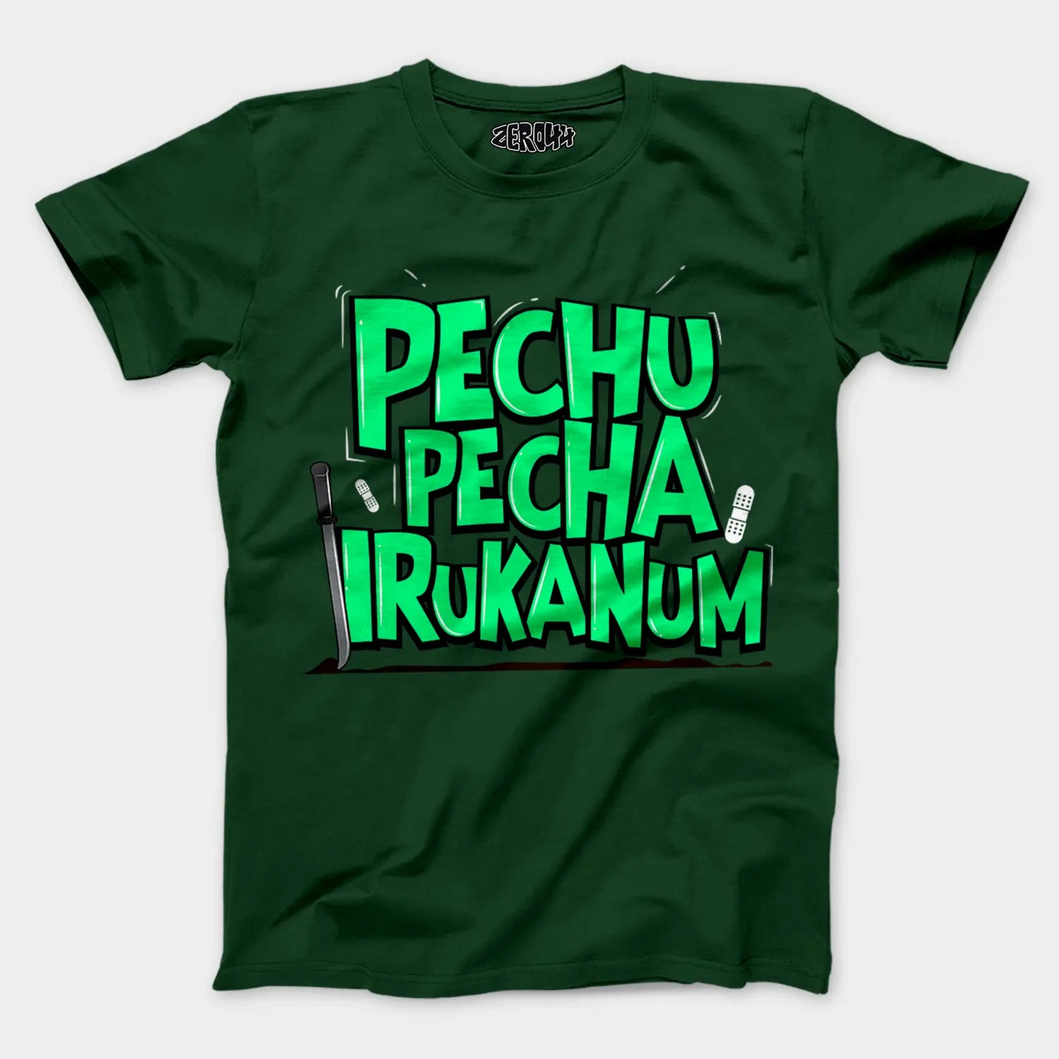 Pechu Pecha Irrukanum Men/Unisex T-Shirt in Bottle Green Color