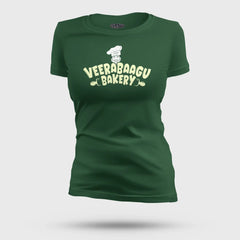 Veerabaagu Bakery Women's T-Shirt in Bottle Green Color