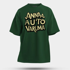 Anna Auto Varuma Men/Unisex Oversized T-Shirt in Bottle Green Color