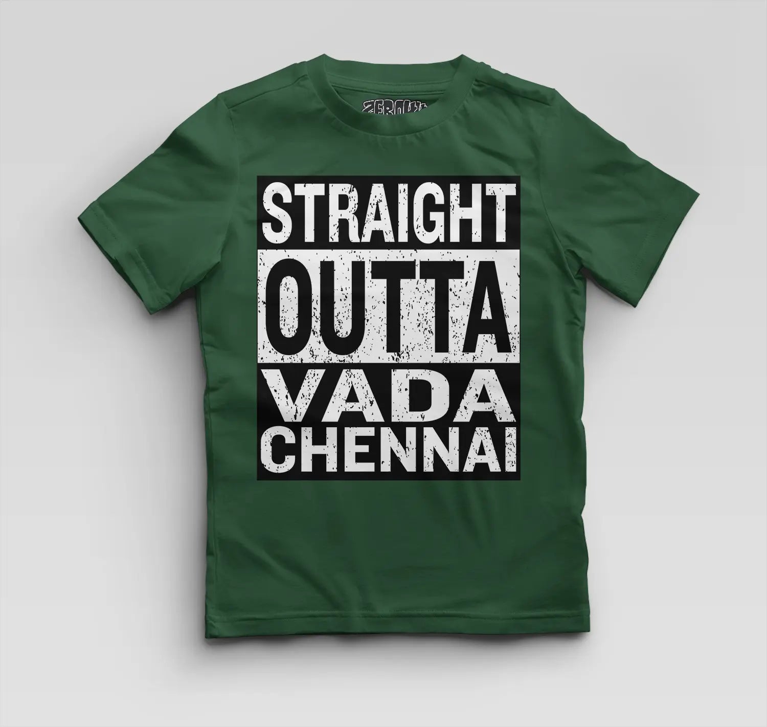Straight Outta Vada Chennai Boys Round Neck T-Shirt in Bottle Green Color