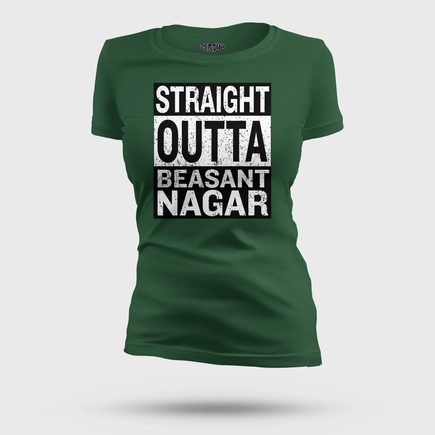 Straight Outta Beasant Nagar Women's T-Shirt in Bottle Green Color