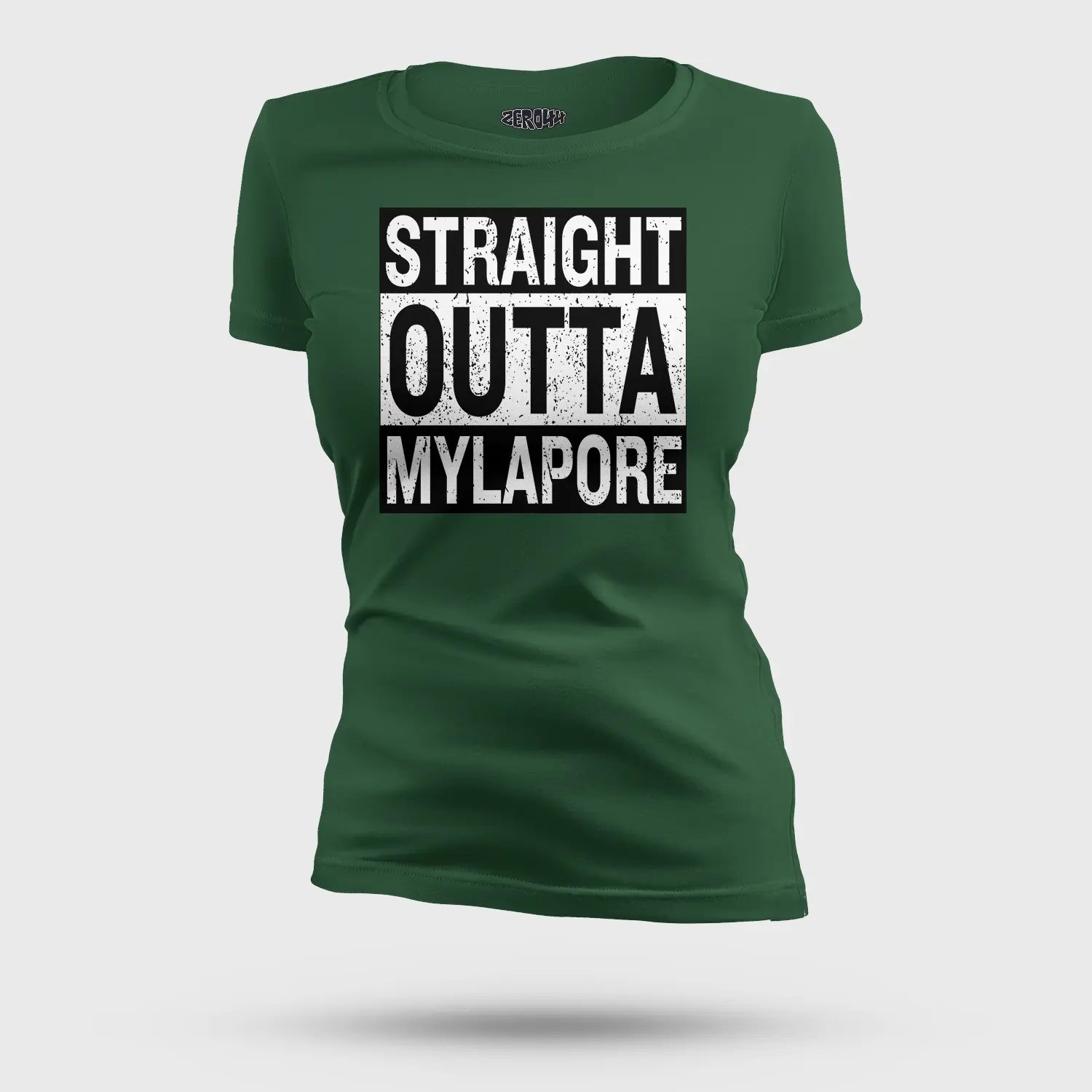 Straight Outta Mylapore Women's T-Shirt in Bottle Green Color