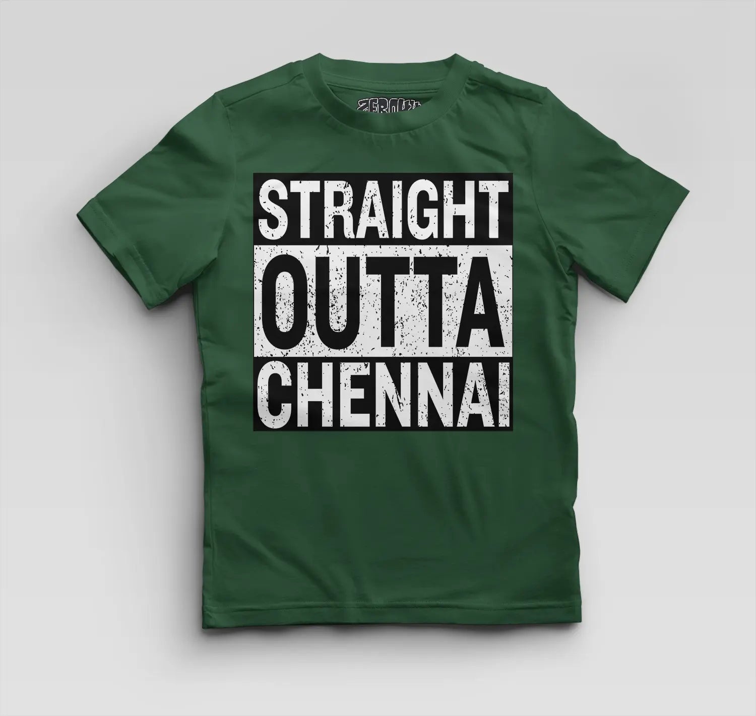 Straight Outta Chennai Boys Round Neck T-Shirt in Bottle Green Color