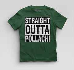 Straight Outta Pollachi Boys Round Neck T-Shirt in Bottle Green Color