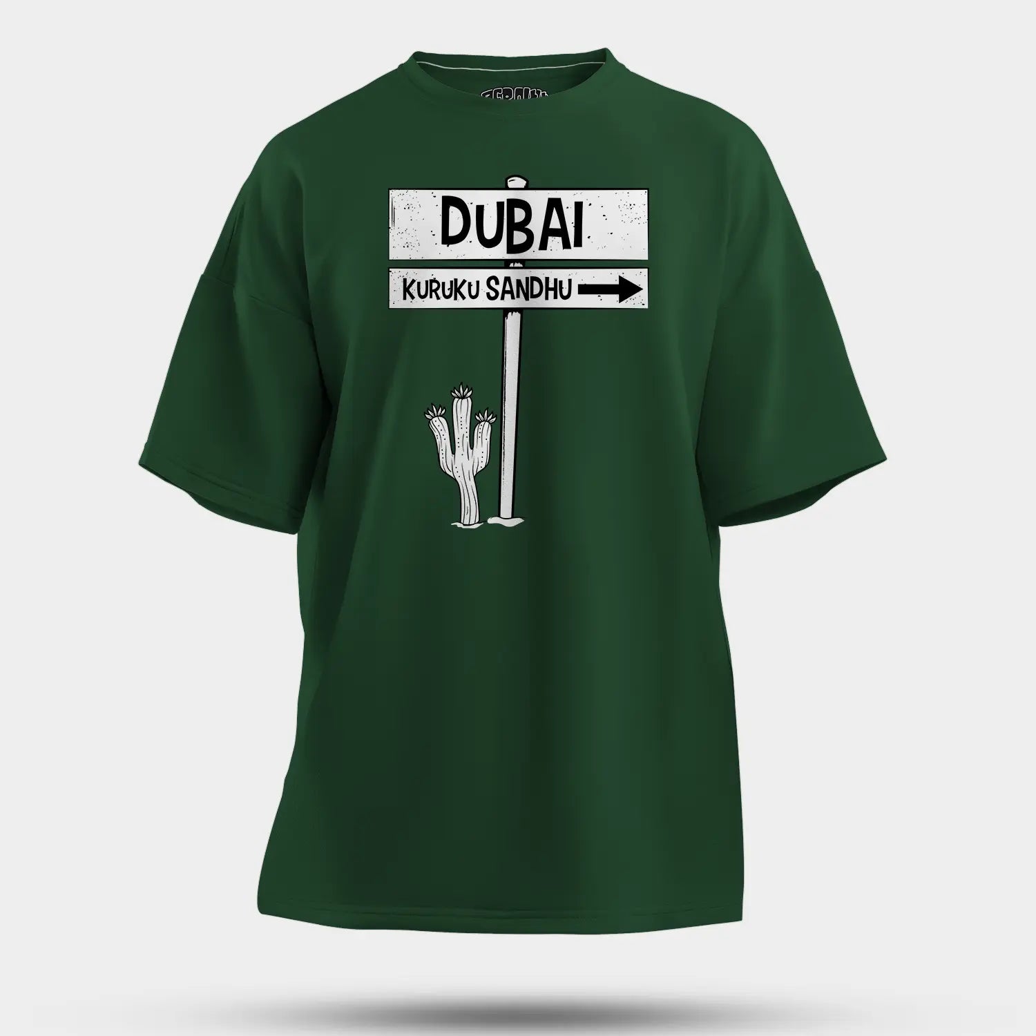 Dubai Kuruku Sandhu Men/Unisex Oversized T-Shirt in Bottle Green Color