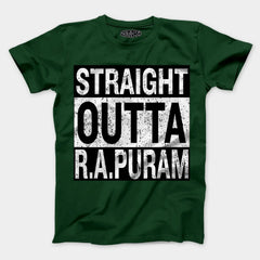 Straight Outta R.a Puram Men/Unisex T-Shirt in Bottle Green Color