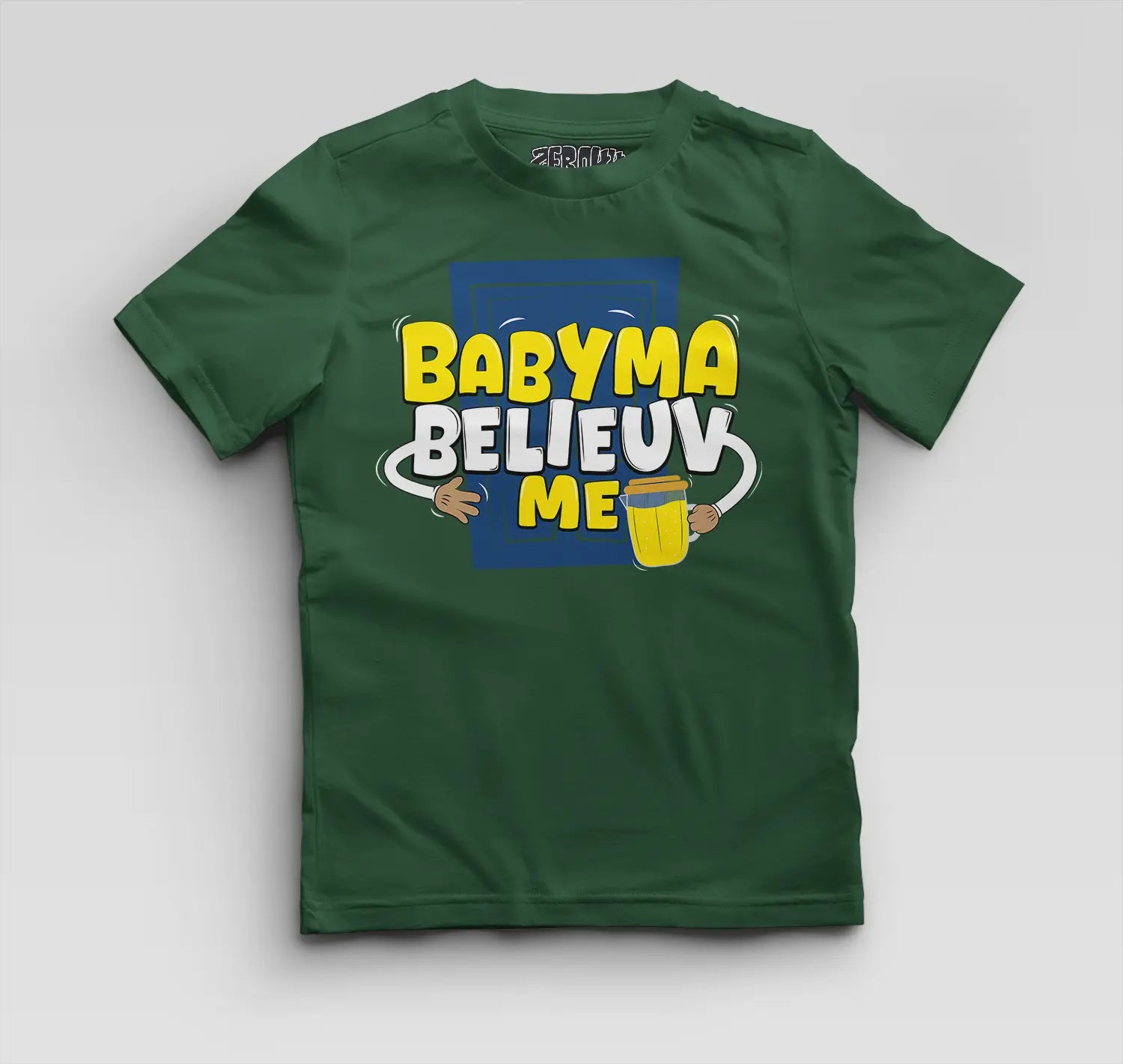 Babyma Belieuv Me Boys Round Neck T-Shirt in Bottle Green Color