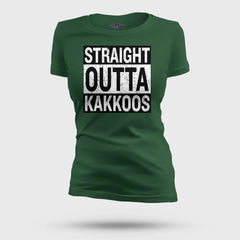 Straight Outta Kakkoos Women's T-Shirt in Bottle Green Color