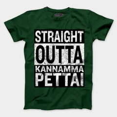 Straight Outta Kannamma Pettai Men/Unisex T-Shirt in Bottle Green Color
