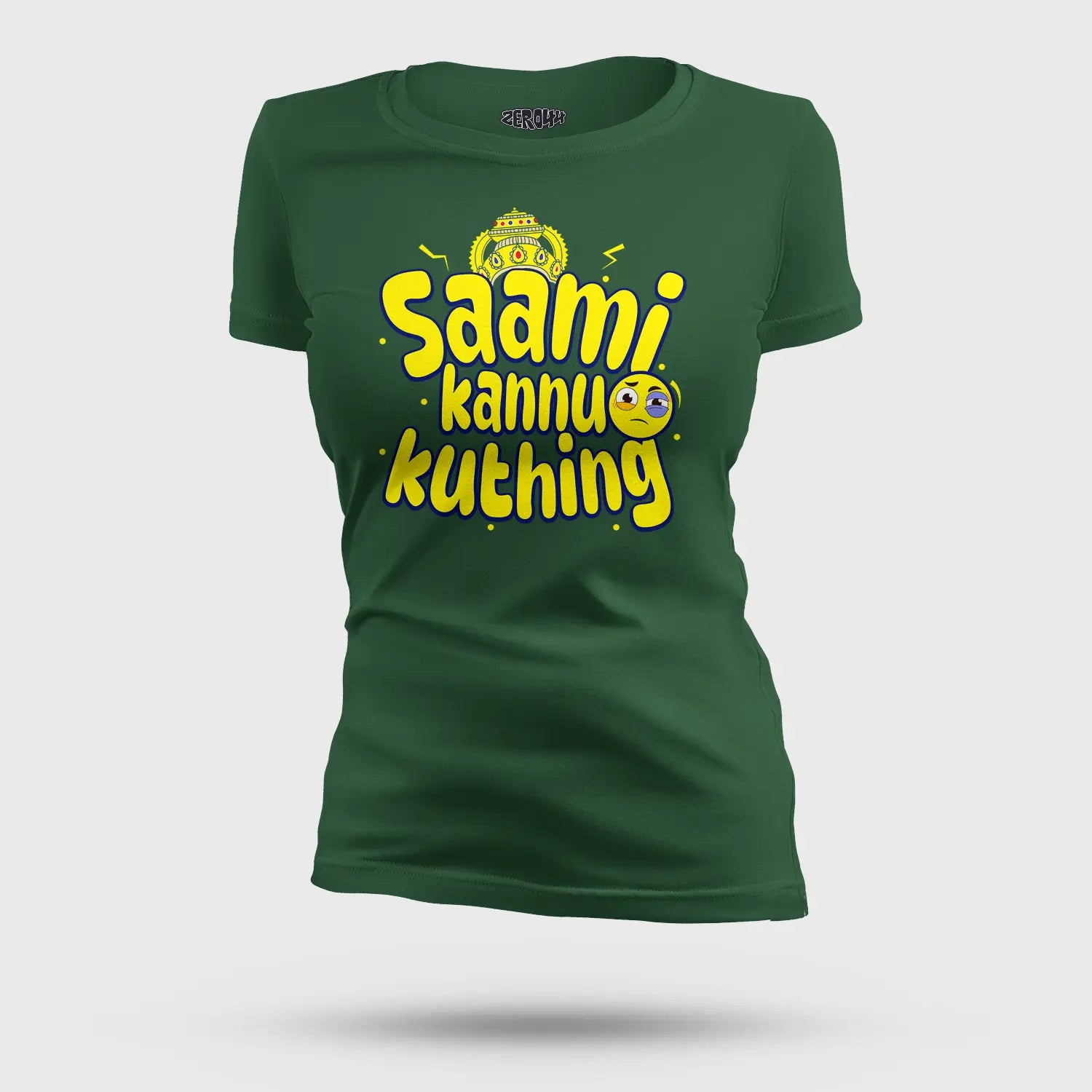 Saami Kannu Kuthing Women's T-Shirt in Bottle Green Color