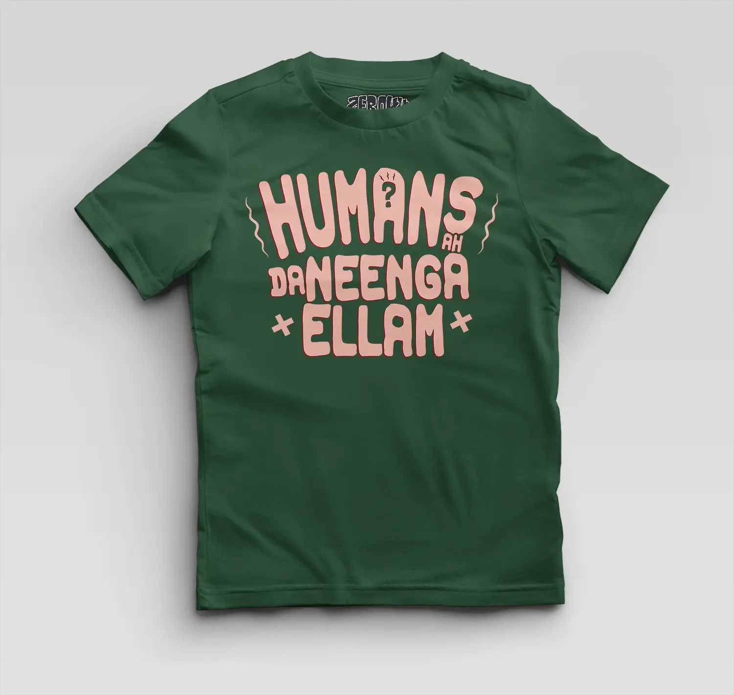 Humans Ah Da Neenga Ellam? Boys Round Neck T-Shirt in Bottle Green Color