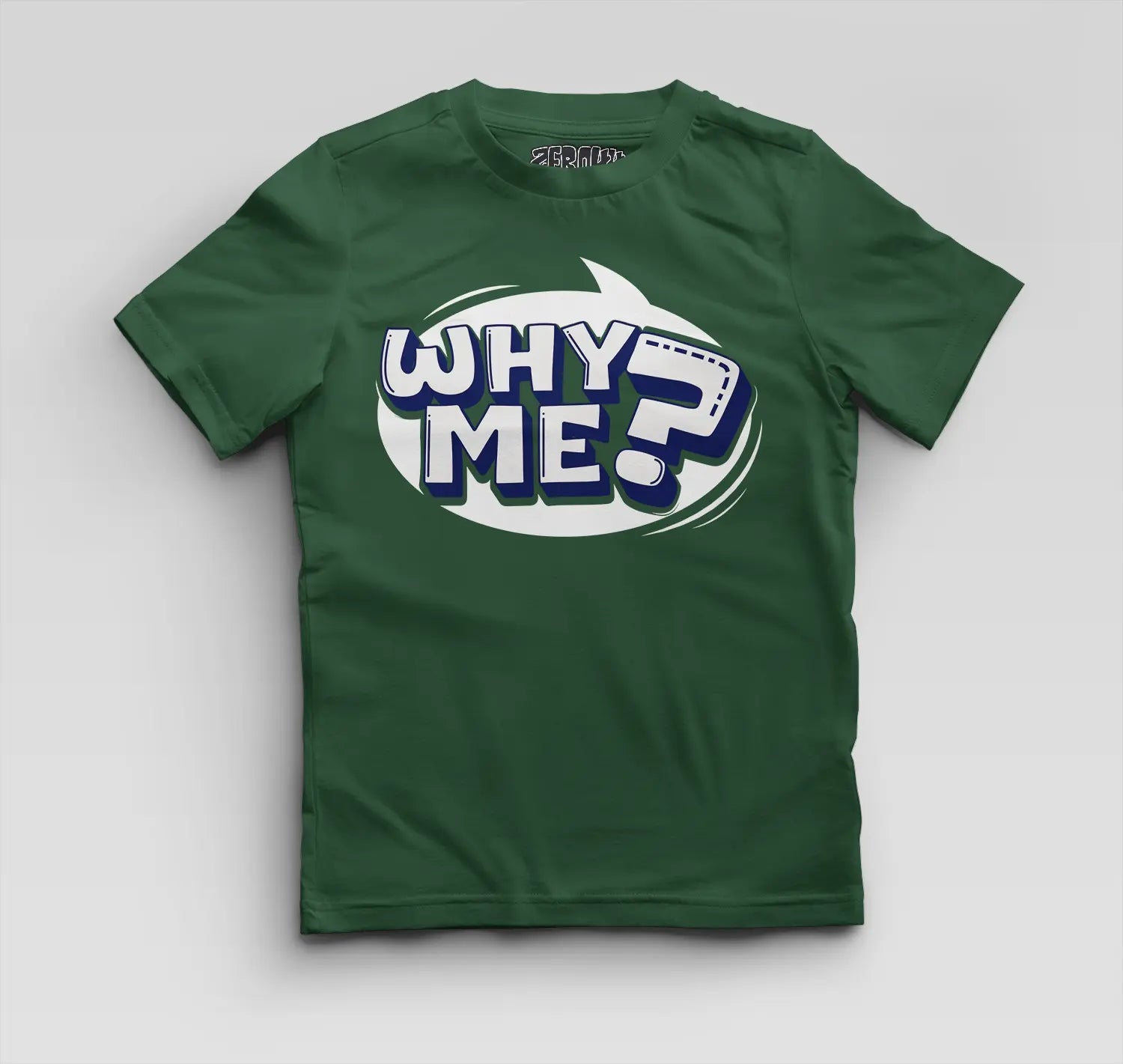 Why Me? Boys Round Neck T-Shirt in Bottle Green Color