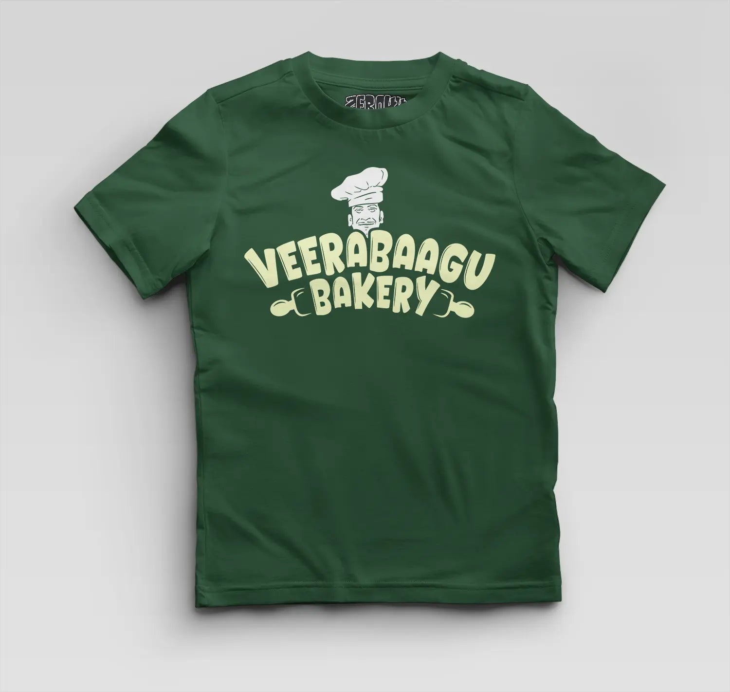 Veerabaagu Bakery Boys Round Neck T-Shirt in Bottle Green Color