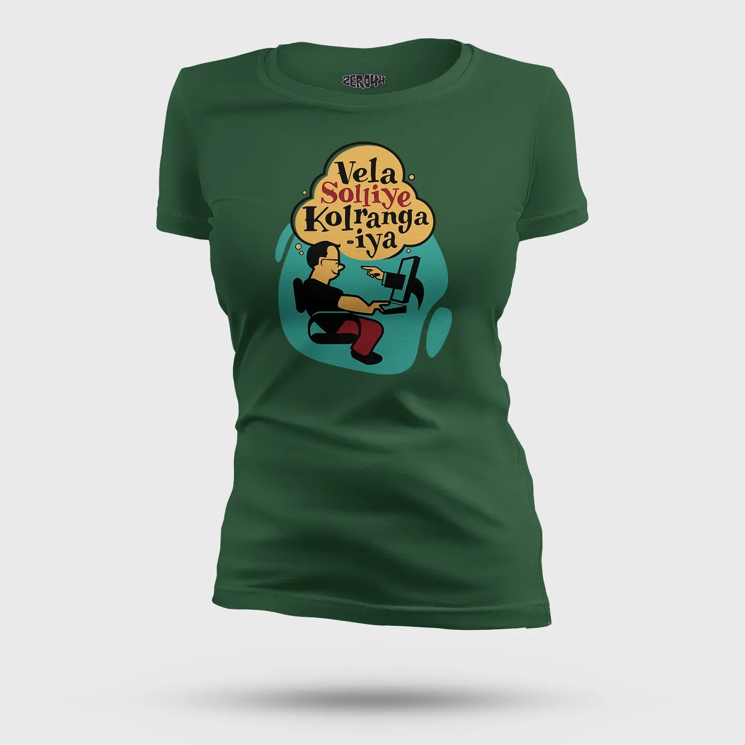 Vela Soliye Kolrangaiya Women's T-Shirt in Bottle Green Color